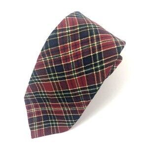 Vintage Briar All-Wool Scotland Tartan Plaid Neck Tie Red Navy Green Rare